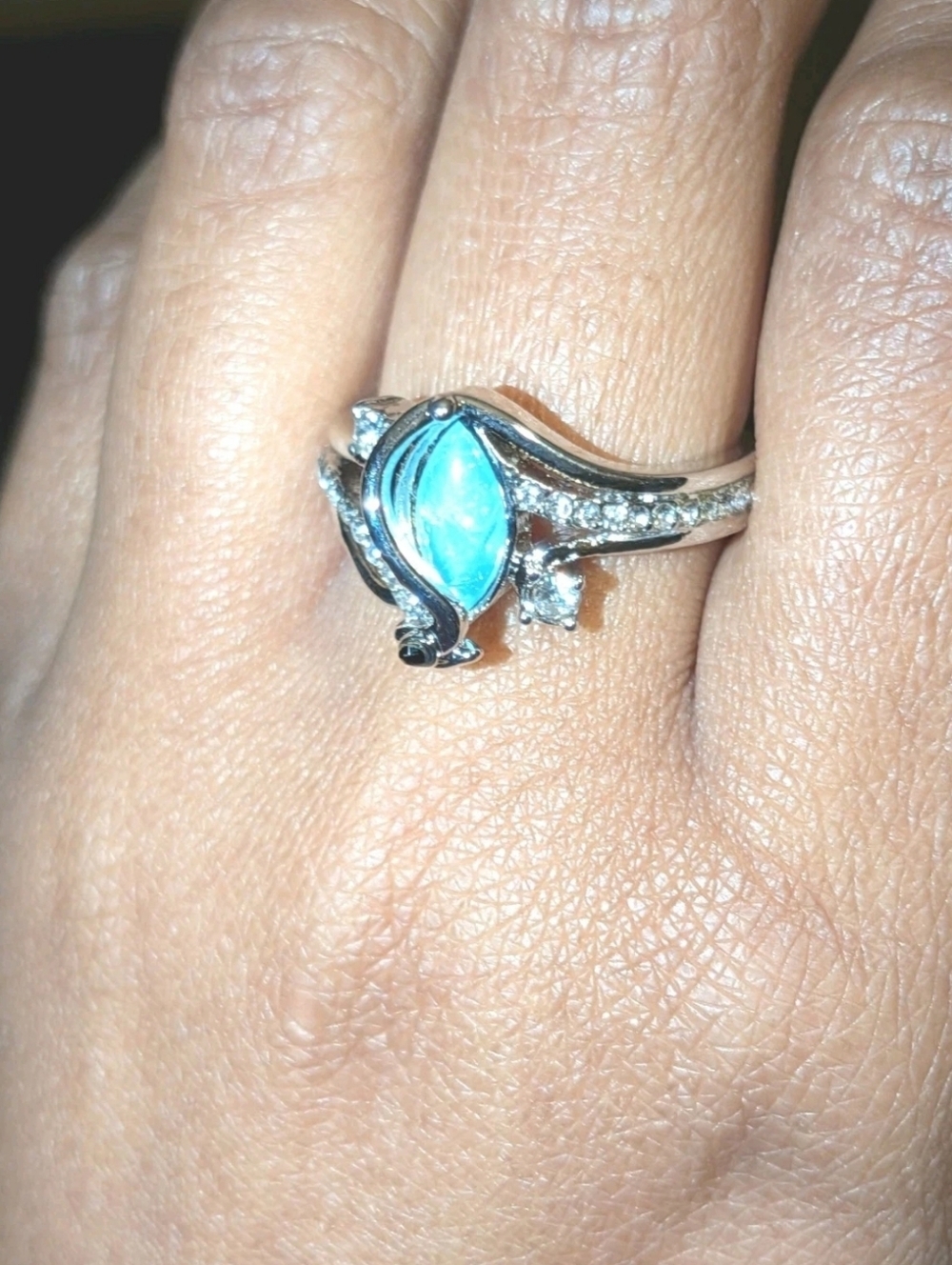 Quality Mystic Ladie's 925 Silver Moonstone Simulated Diamond Wedding Ring Sz 9